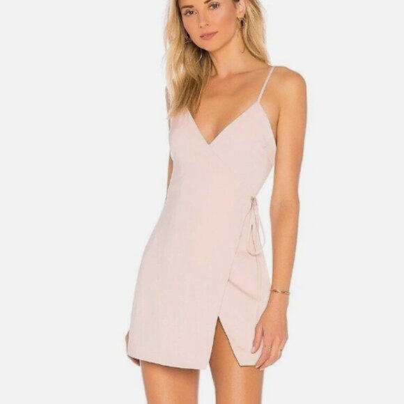 MAJORELLE Dresses & Skirts - Majorelle REVOLVE Nina Satin Wrap Dress in Pink Size Small